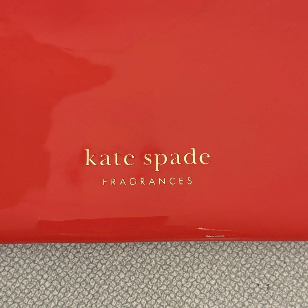 Kate Spade Fragrances Red Makeup Bag Zip Pouch PU/Polyester NWT Giftable Glossy